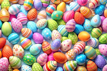 Obraz premium Bouquet carpet of colorful painted spring Easter eggs