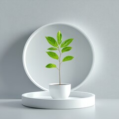 a plant in a white plate on a table