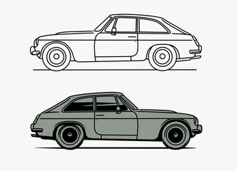 Obraz premium Hand drawn car outline vector image. Vehicle art.