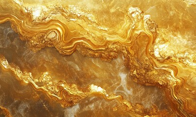 Obraz premium Shimmering Golden Abstract Marble Cell Texture Pattern for Luxury Design and Art Background, Generative AI