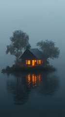 House and lake. 