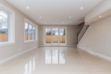 Obraz premium a clean and empty room with white walls and a window