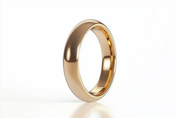 A gold ring with a simple band and light reflection, isolated to show its shiny, metallic surface