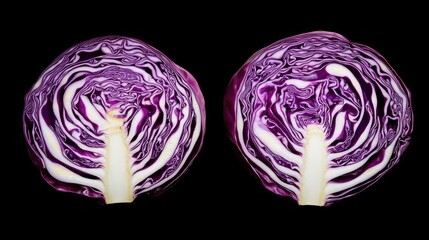 Obraz premium High-Contrast Shot of Red Cabbage with Intricate Layers