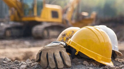 Safety gear and heavy machinery essential tools for construction sites