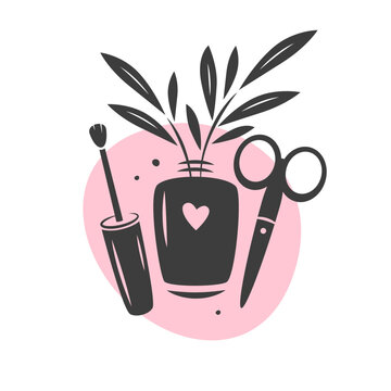 recommend clip art: Nail salon logo. Nail polish. Manicure and pedicure. Minimalistic vector illustration for beauty salon