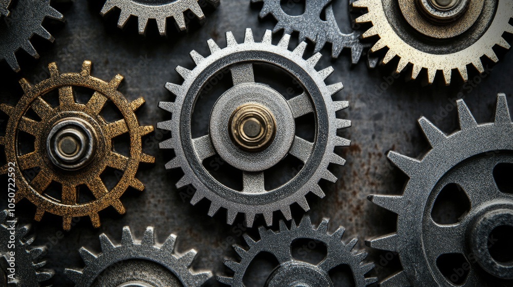 Aufkleber a collection of gears in different shapes and sizes working together harmoniously, depicting the col