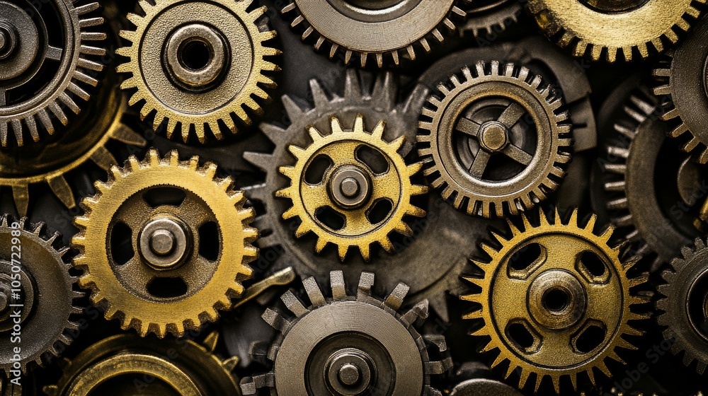 Aufkleber a collection of gears in different shapes and sizes working together smoothly, depicting the collabo