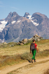 View of the surrounding area (fjord, mountain, forest...) of Kuusuaq camp near Tasiusaq (South Greenland)