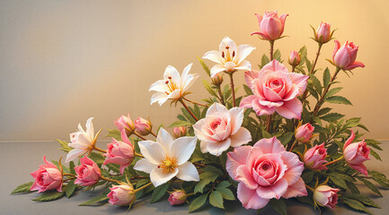 Elegant arrangement of roses and lilies for Women's Day celebration and appreciation
