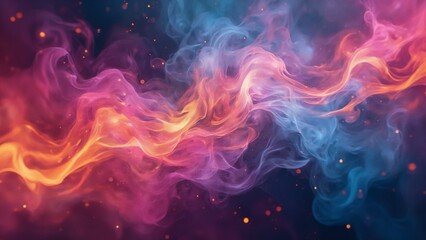 Fototapeta premium A vibrant swirl of colorful smoke intertwining in a cosmic display at night