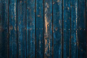 Obraz premium Weathered blue wooden planks showcasing unique textures and hints of rustic charm in natural light. Generative AI