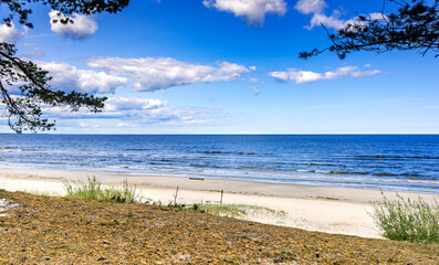 Sandy beach and dunes in Jurmala - famous tourist resort and recreational place in Latvia, ...
