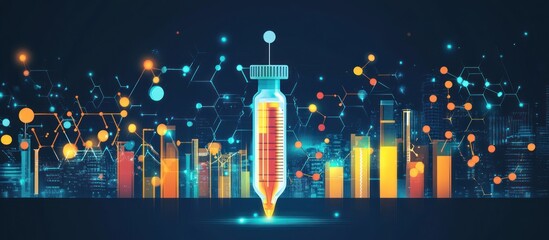 A glowing glass laboratory tube in a futuristic landscape.