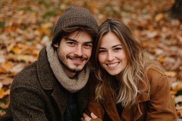 Fototapeta premium Cozy young couple in a park, Generative AI