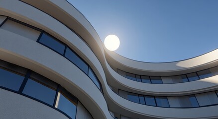 Fototapeta premium Circular Building with Spiral Stairs and Glass Window