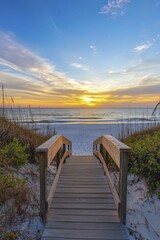 Sunset Beach Walkway: Golden Hour on the Coast