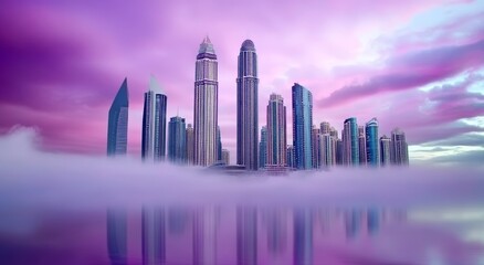 Fototapeta premium Purple Sky Over Dubai Skyline