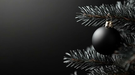Elegant black Christmas tree ornament with knit texture against a dark background.
