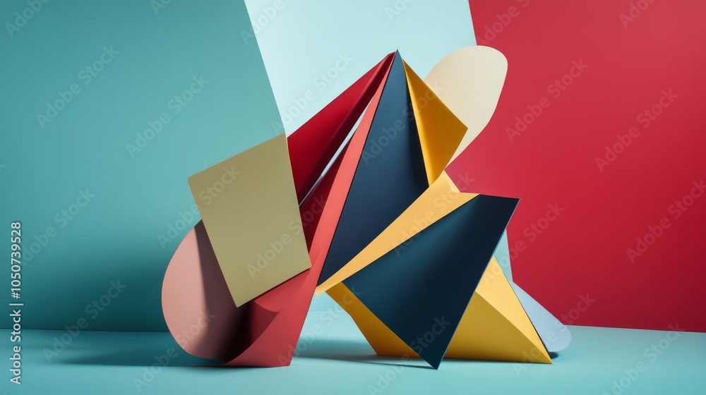 Aufkleber a conceptual image of diverse abstract shapes merging into a cohesive whole on a simple background, 