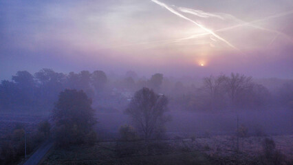 sunrise in the fog