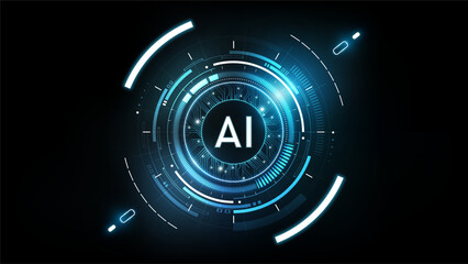 Artificial Intelligence Logo on futuristic technology background, AI generative concept, digital Hud futuristic, vector illustration