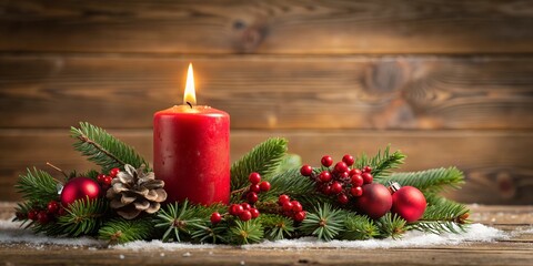 christmas decoration with candle and christmas tree