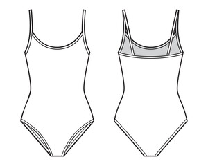 Basic One Piece Swimsuit fashion template