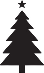 Festive Christmas Tree Silhouette Vector on Clean White Background for Holiday Design