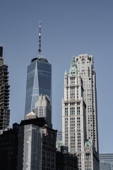 Fototapeta premium glass city skyscrapers in New york with cloud reflection