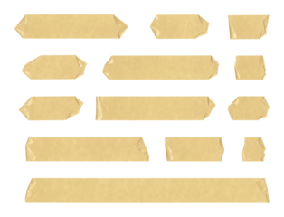 Set of masking tapes on transparent background, extracted	