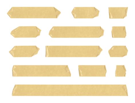 Set of masking tapes on transparent background, extracted	