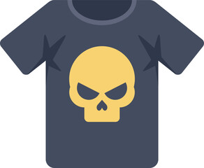 Dark t shirt with yellow skull and stars print, perfect for rock and metal music fans