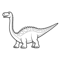 Naklejka premium Coloring page for kids about cute cartoon dinosaur bold & easy