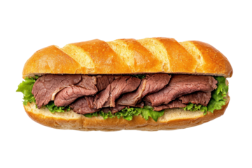 Delicious roast beef sandwich with lettuce.