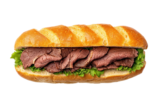 Delicious roast beef sandwich with lettuce.