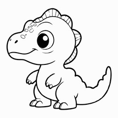 Obraz premium Coloring page for kids about cute cartoon dinosaur bold & easy