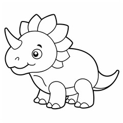 Fototapeta premium Coloring page for kids about cute cartoon dinosaur bold & easy