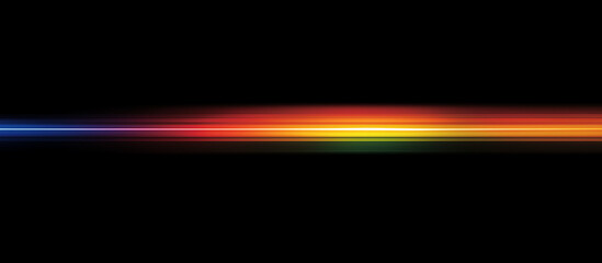 Obraz premium black background with colorful horizontal lines of light, creating an abstract and minimalistic design. The colors include reds, oranges, yellows, greens, blues, purples, and pinks.