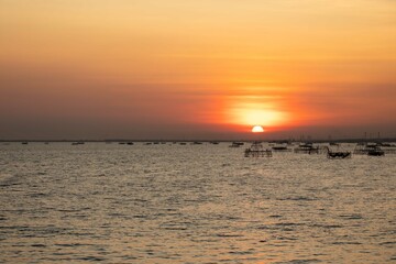 Fish traps at sunrise