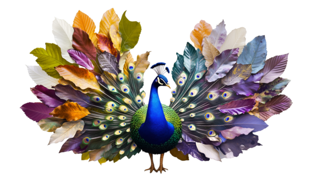 Leaf Art representing Peacock