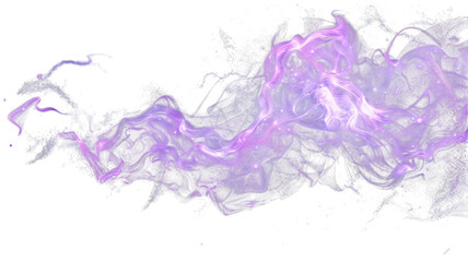 Abstract purple smoke with glittering stars, transparent background