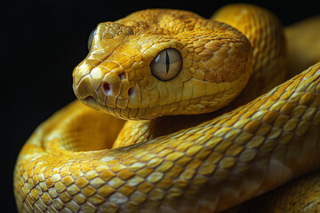 Fototapeta premium a close-up view of a snake with intricate yellow and black scales