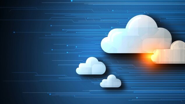 Glowing Cloud Symbolizing Data Flow Between Virtual and Physical Machines