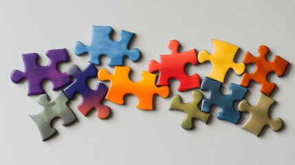 A dramatic image of a diverse set of puzzle pieces falling into place to complete a vibrant image, Highlighting the essential role each piece plays in achieving a complete and inclusive picture