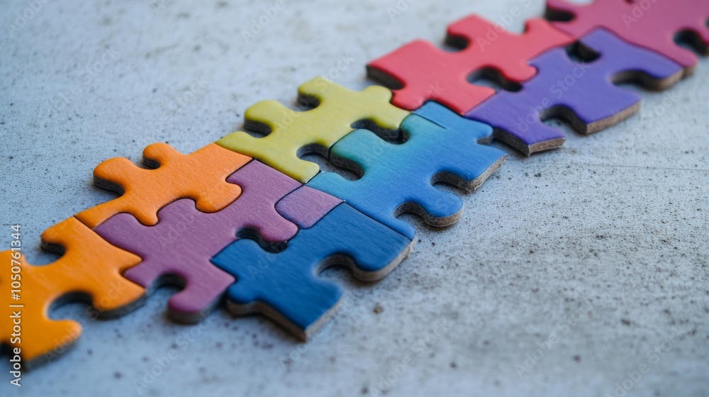 Poster a dramatic image of a diverse set of puzzle pieces falling into place to complete a vibrant image, h