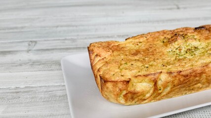 Freshly baked vegetable cake on the table.
