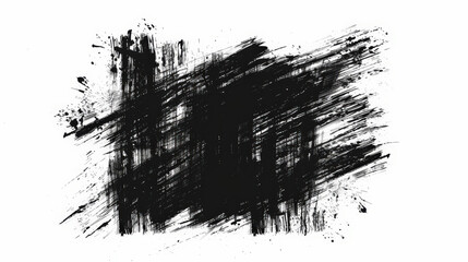 hand drawn ink brush, black grunge on white