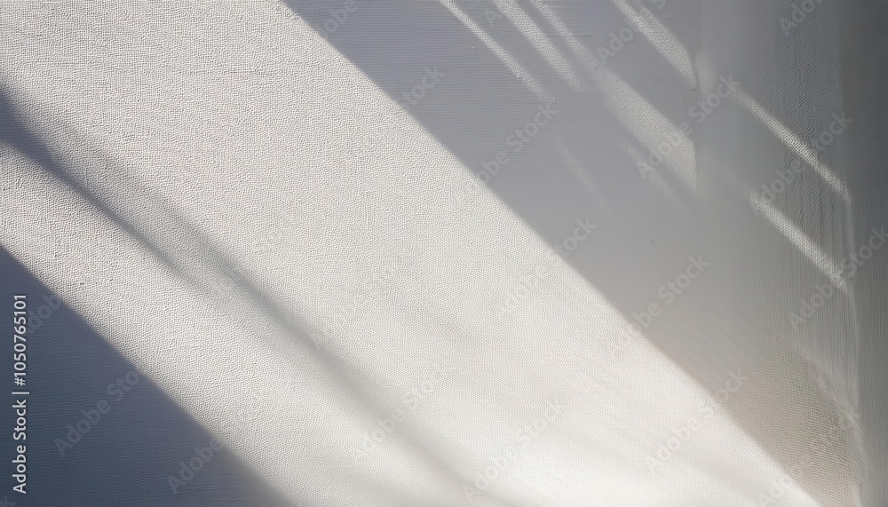 Poster Minimalist Textured White Wall with Diagonal Sunlight and Shadows. Perfect for Backgrounds, Web Banners, or Modern Design Concepts