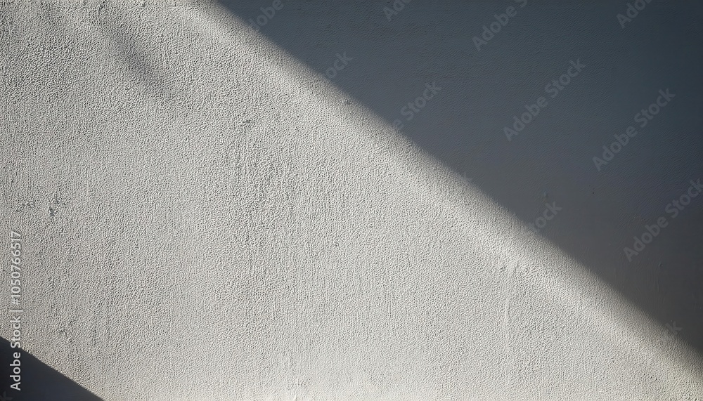 Poster Textured Plaster Wall with Soft Diagonal Light Shadow. Minimalist Stucco Surface Background for Interior Design, Architectural Visualization, and Abstract Aesthetic Projects